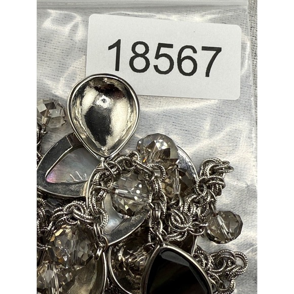 White House Black Market Necklace Bib Statement Shell Look Silver Tone 16" - Picture 8 of 8